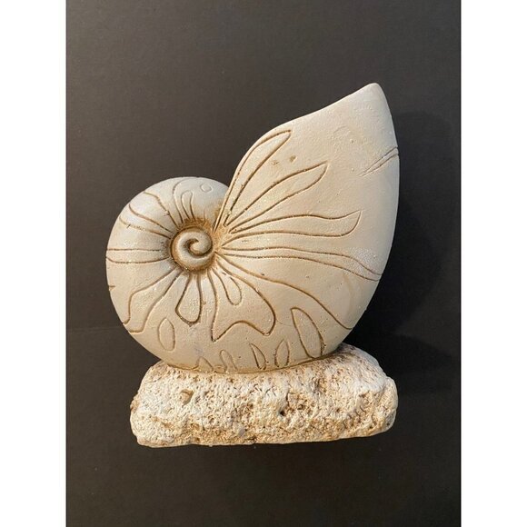 Natilus Spiral Seashell Ceramic Stone Sculpure Display, Length 6 X 4.5… - Picture 3 of 11